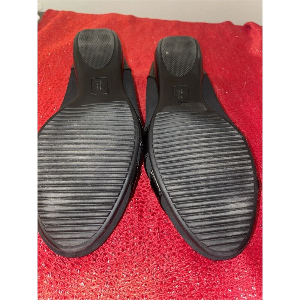 LifeStride Delight Black Low Wedge Slip On Flats Women Size 11M